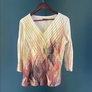 Colorful V-Neck Top with Artistic Design